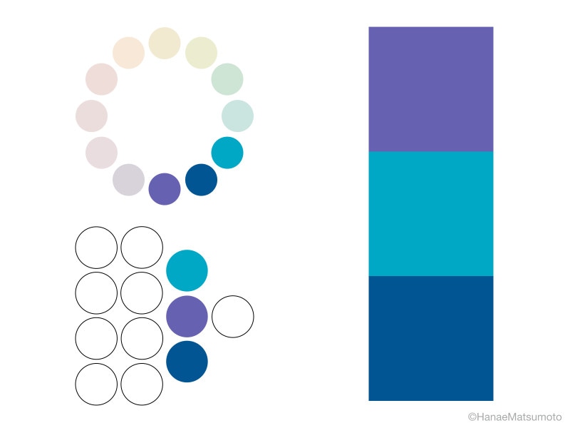 寒色系の色相で統一感を演出した「ドミナントカラー配色」の例