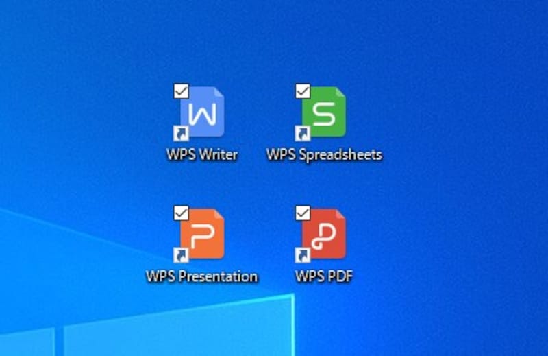 マルチコンポーネントモード:「WPS Writer」や「WPS Spreadsheets」などのアプリケーションごとのアイコンが用意されます
