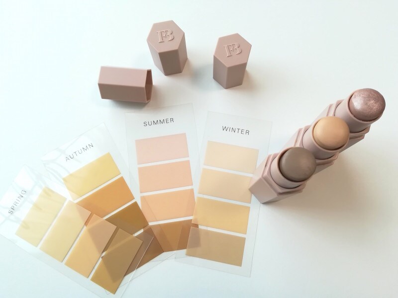 日本人の肌色見本と「Match Stix Trio(マッチ スティックス トリオ)」。Light 100はブルーベースの肌色にマッチします