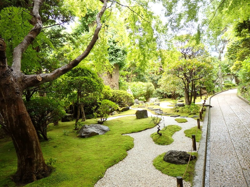 報国寺山門奥の庭園