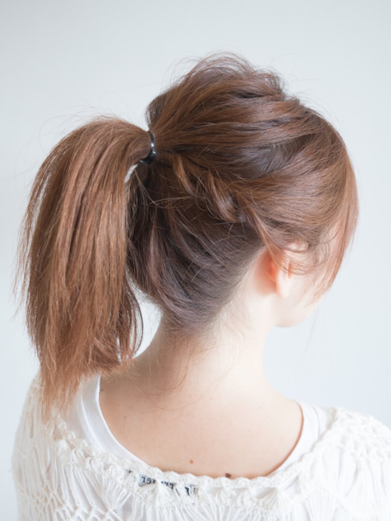 表面の髪を崩し終わった状態