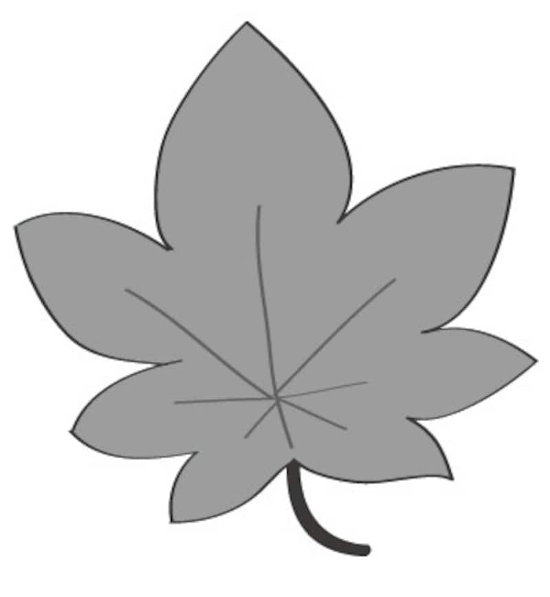 秋　イラスト　紅葉　白黒　かわいい