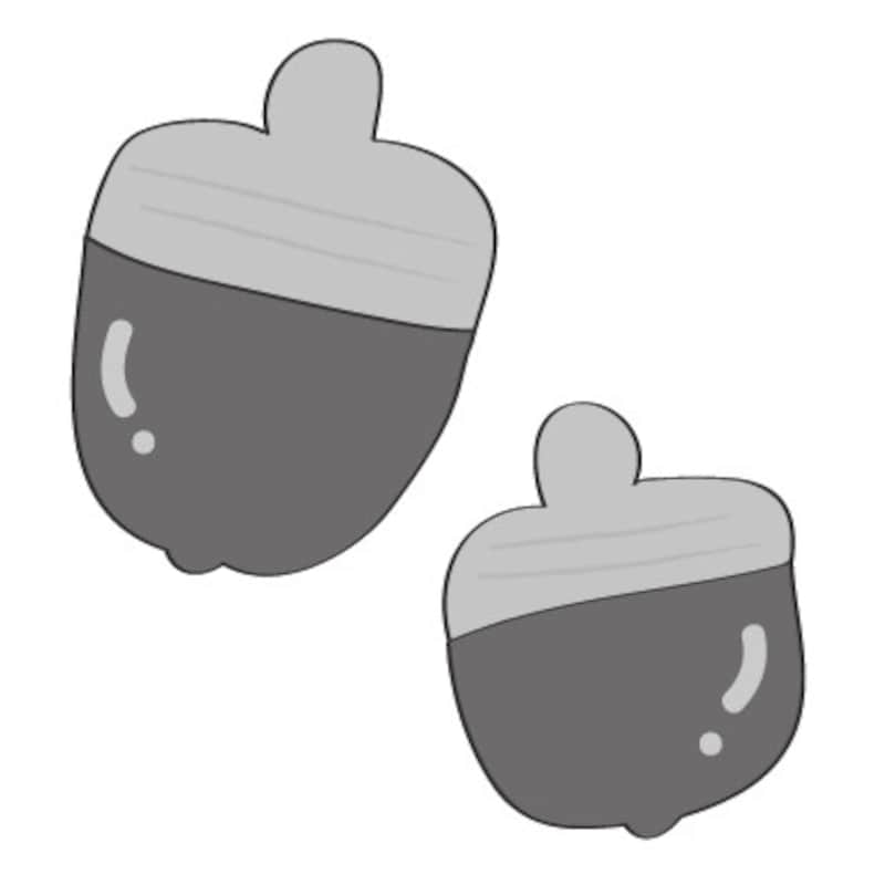 秋　イラスト　どんぐり　白黒　かわいい