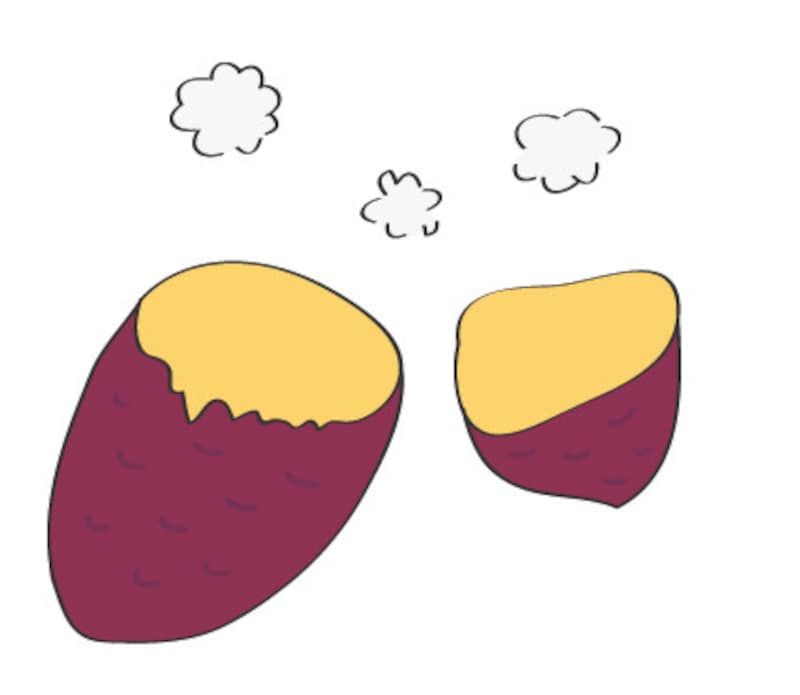 秋　イラスト　焼き芋　カラー　かわいい