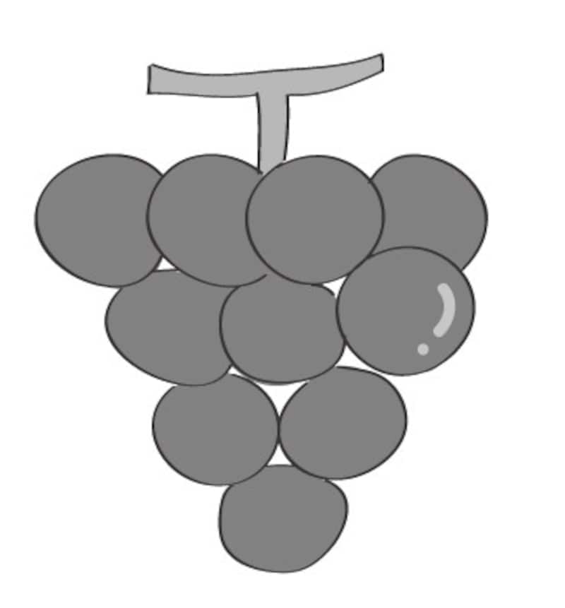 秋　イラスト　ぶどう　白黒　かわいい