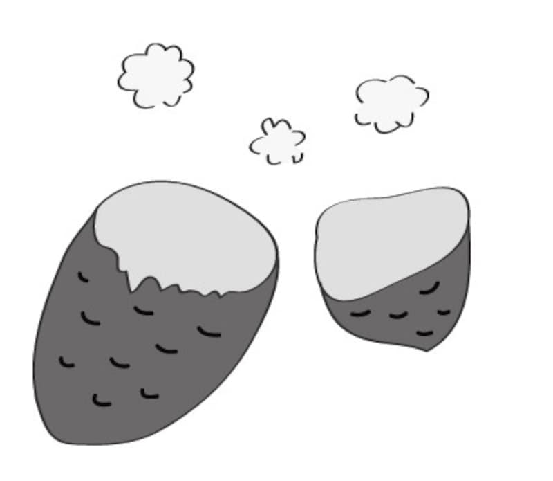 秋　イラスト　焼き芋　白黒　かわいい