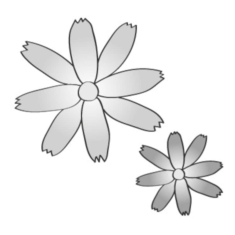 秋　イラスト　コスモス　白黒　かわいい