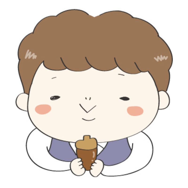 秋　イラスト　男の子　カラー　かわいい　どんぐり