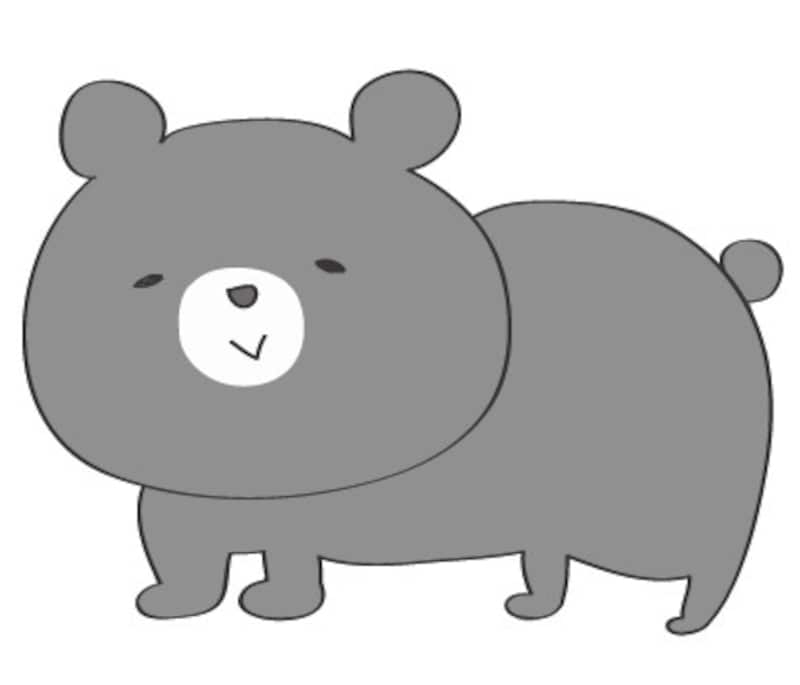 秋　イラスト　クマ　白黒　かわいい