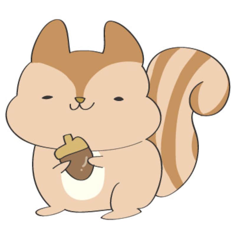秋　イラスト　リス　カラー　かわいい
