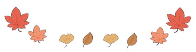 秋　イラスト　紅葉　落ち葉　カラー　フレーム