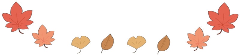秋　イラスト　紅葉　落ち葉　カラー　フレーム