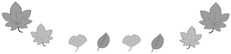 秋　イラスト　紅葉　落ち葉　白黒　フレーム