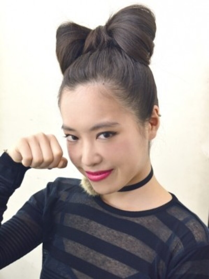 ポップでキュートなリボン風ヘアアレンジ