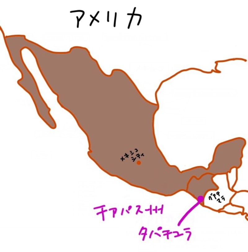 チアパス州「タパチュラ」がソコヌスコ地方の中心都市。グアテマラに接し、太平洋に面しています。