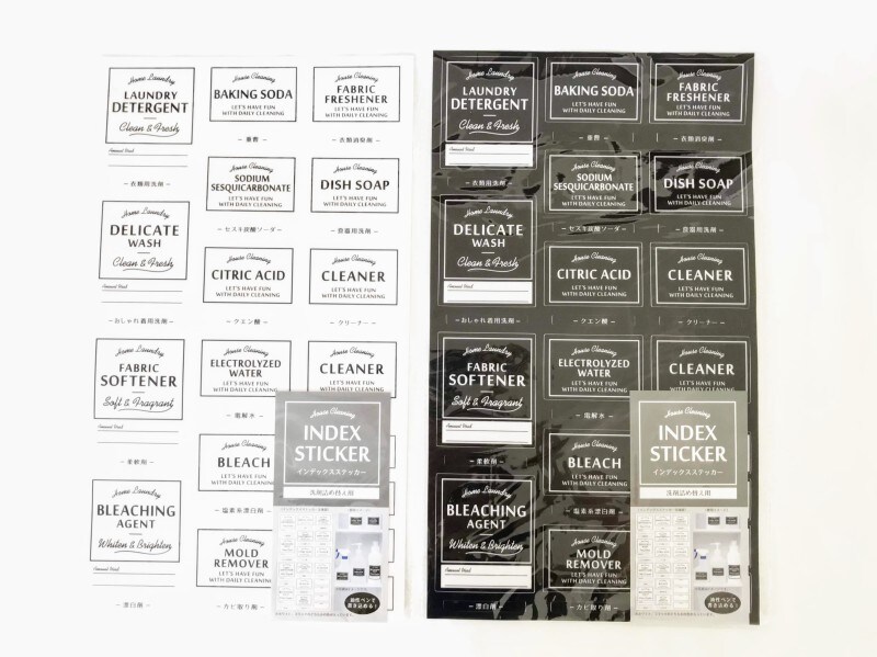 キャンドゥのインデックスステッカー・詰め替え容器用は白と黒の2色