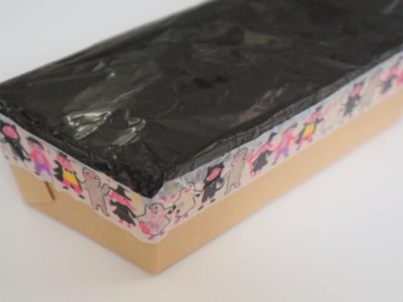 アルミホイルがめくれてこないようにマスキングテープを一周巻きます。