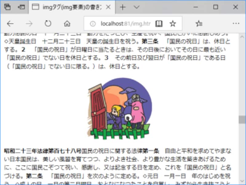画像をセンタリング(中央寄せ)した配置の例