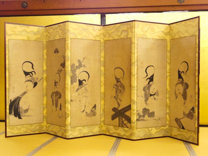 伊藤若冲「群鶏図押絵鮎屏風」