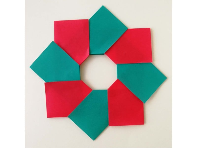 折り紙リース土台(8枚)クリスマスリース完成!クリスマスやハロウィンに