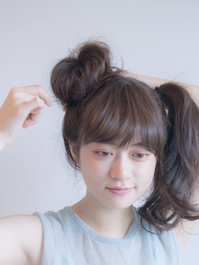 鏡でお団子の形を確認しながらやると、分かりやすい