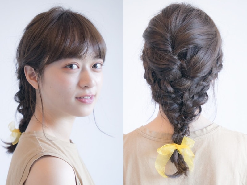 三つ編みヘアアレンジ
