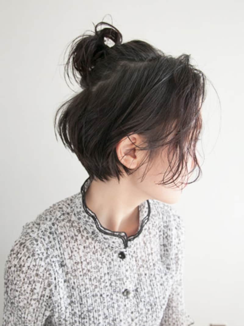 ショートボブでもお団子ヘアができる
