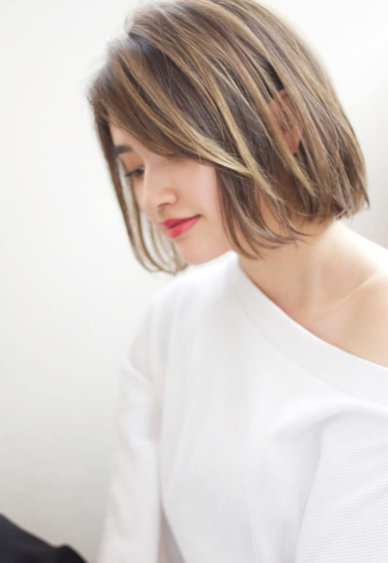 切りっぱなしボブ　サイド