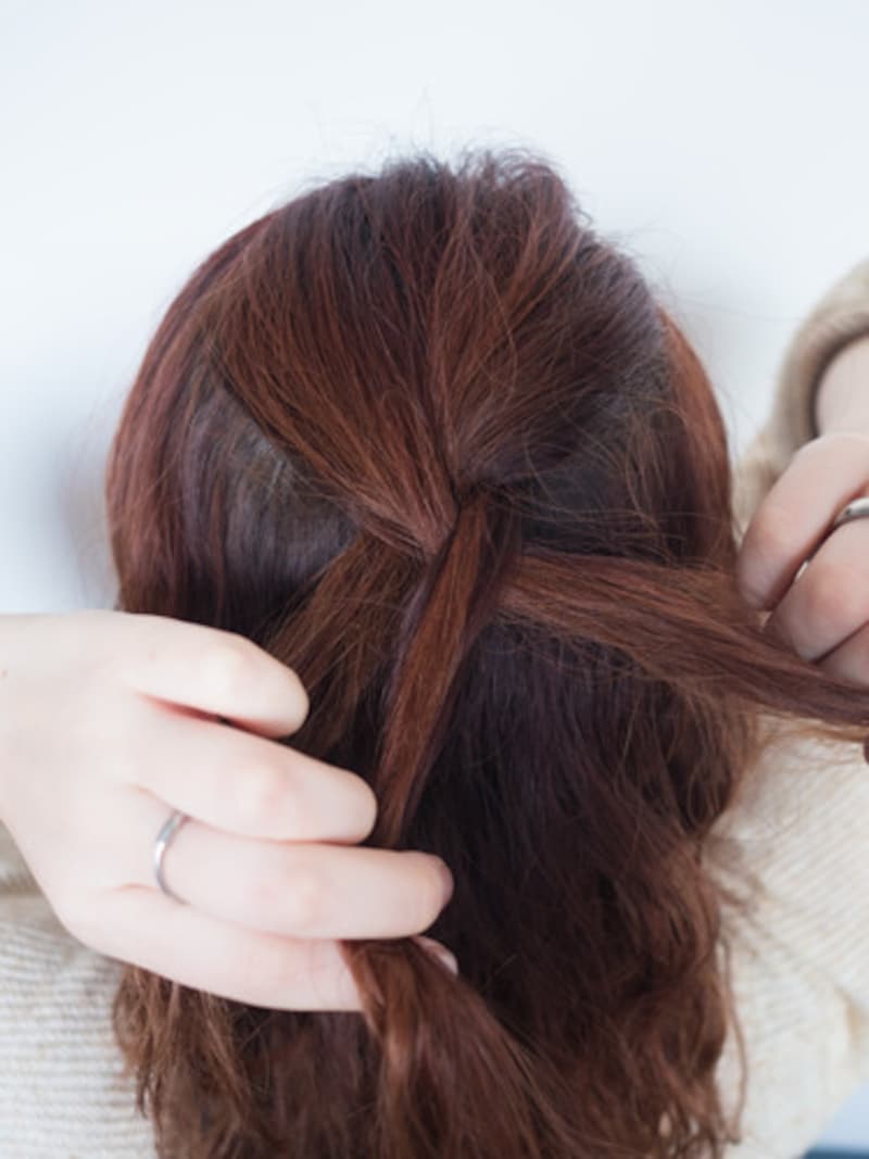 ハーフアップ編み下ろし