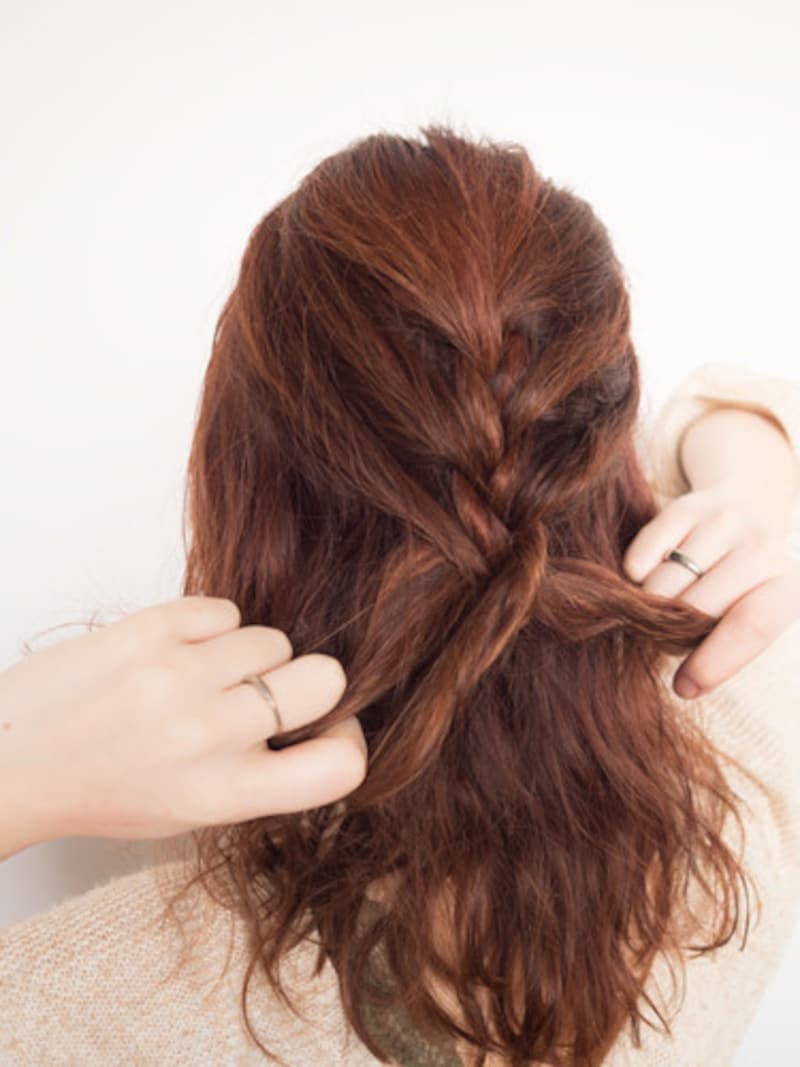 ハーフアップ編み下ろし