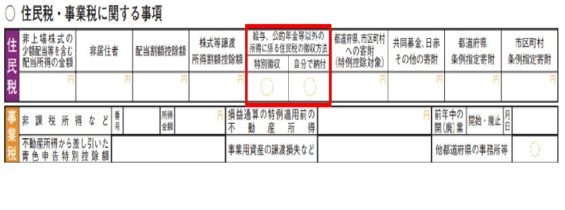 所得税の確定申告書 第二表 (住民税)