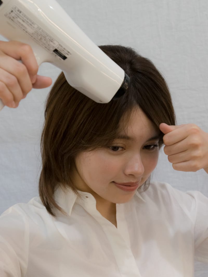 分け目がつかないように乾かす