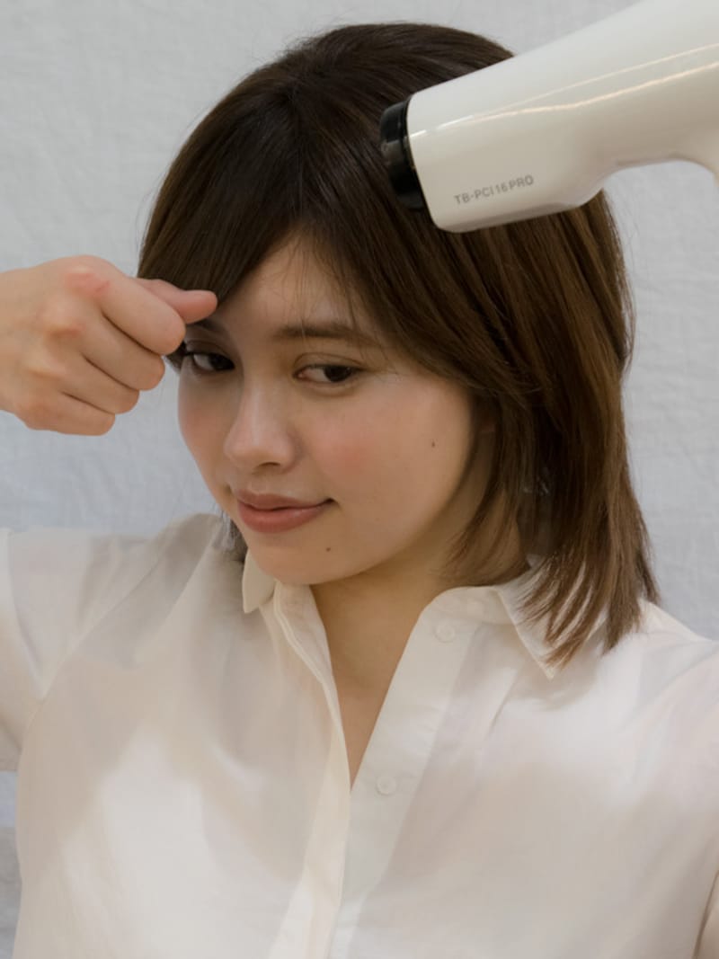 分け目がつかないように乾かす