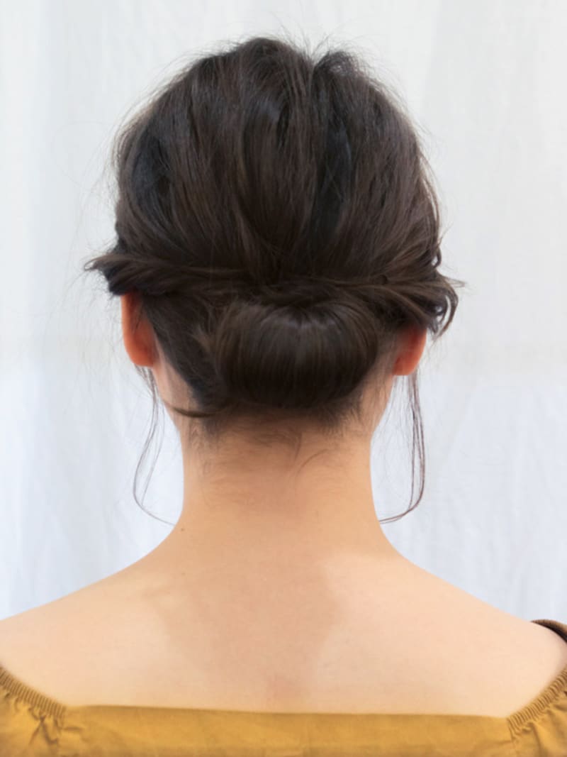 毛先を結んだゴム、アメピンは見えないように