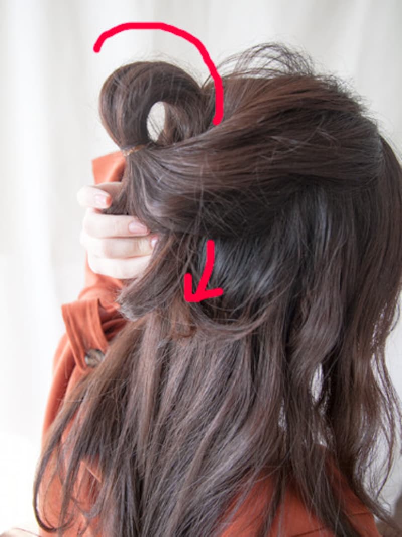 下に向かってくるりんぱ