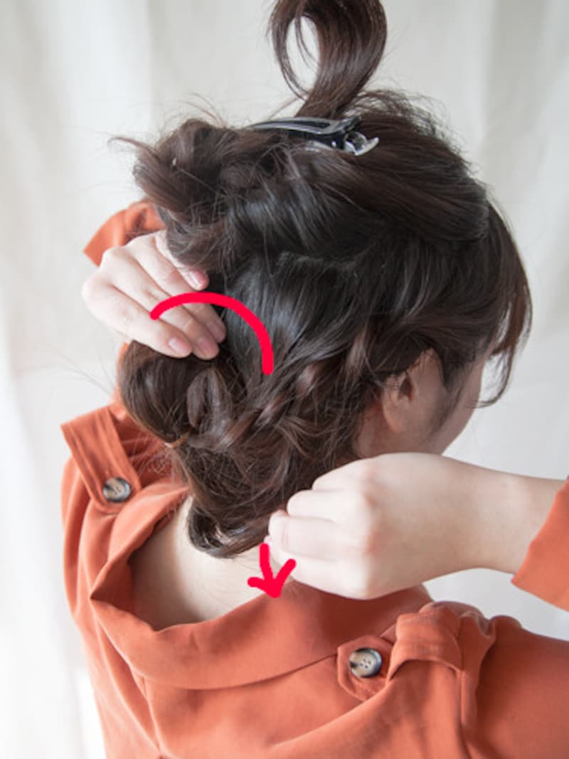 下に向かってくるりんぱする