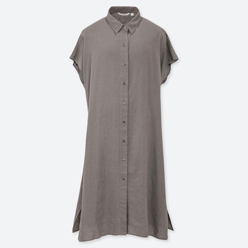 リネンブレンドロングシャツ(半袖)