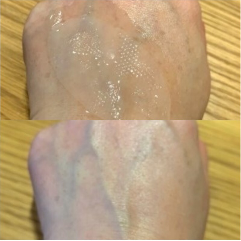 下が15分経ってシートを外した後の肌。透明感の違いが分かる