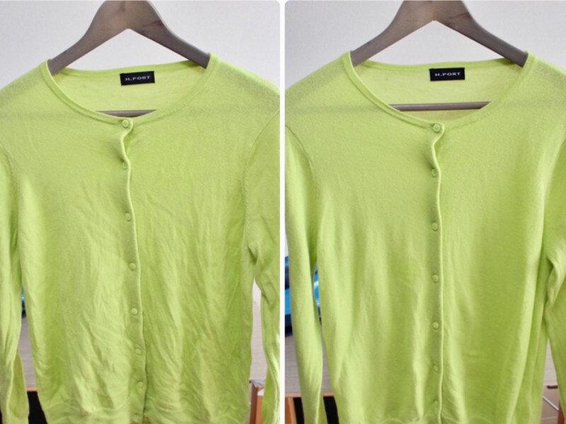 気になるニットのシワも、3分程度でここまでキレイに！