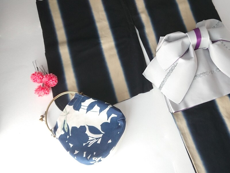 ベンリー2WAYがま口とゆかたや着物でコーディネート