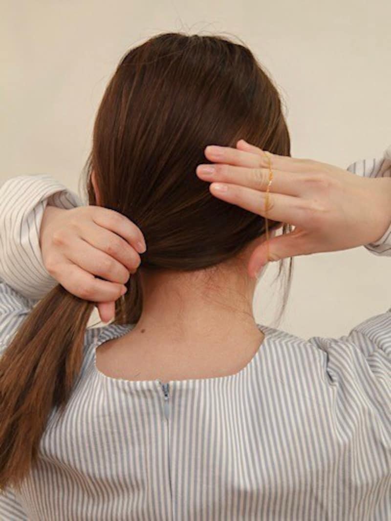 毛量が多い場合はゴムを二つ使い二重にしてください