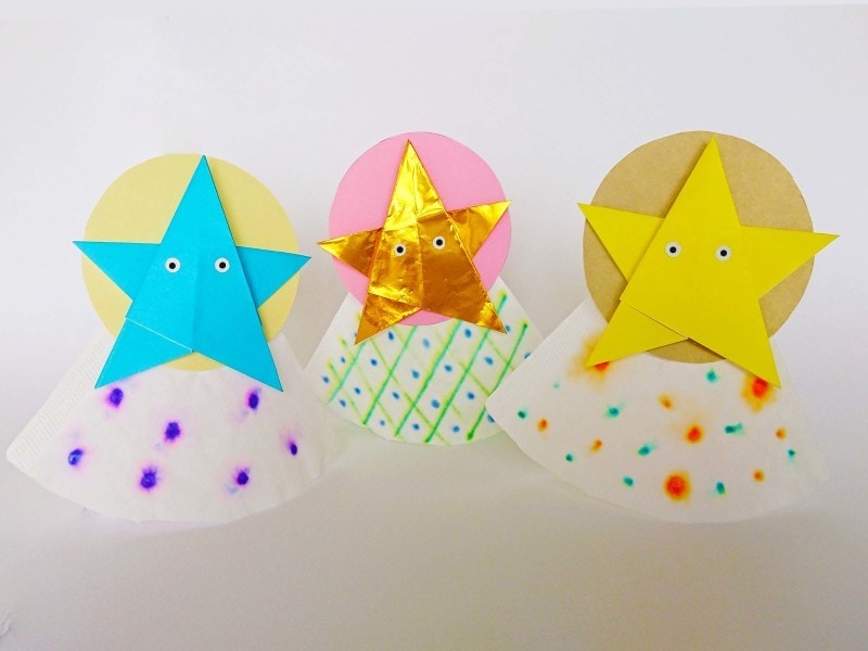 折り紙1枚で作る星で「星の精」を七夕工作・製作・手作り