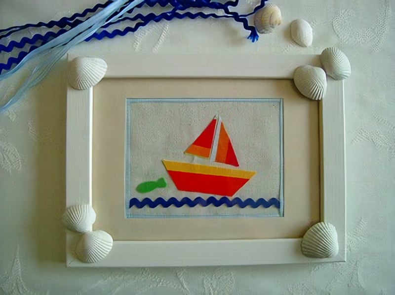女の子の夏休み工作・自由研究工作 貝殻で夏の思い出額装