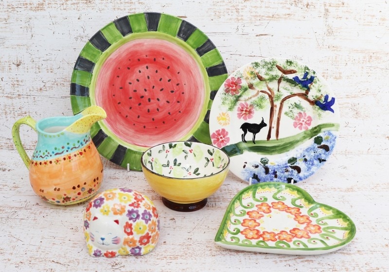 箱根ひとり旅の観光スポット:ポタリーペインティング体験の作品例