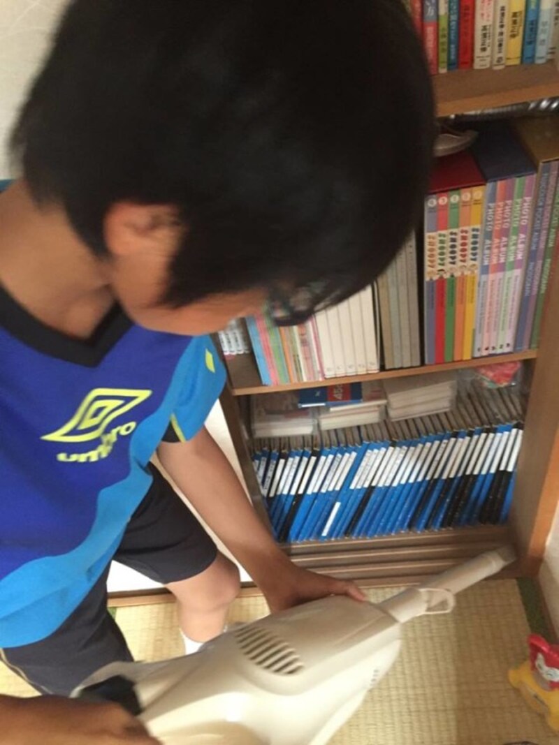 掃除中の息子の勇姿