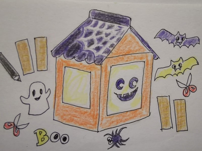 牛乳パックのハロウィンランタンの作り方手順5:小物を作って貼る