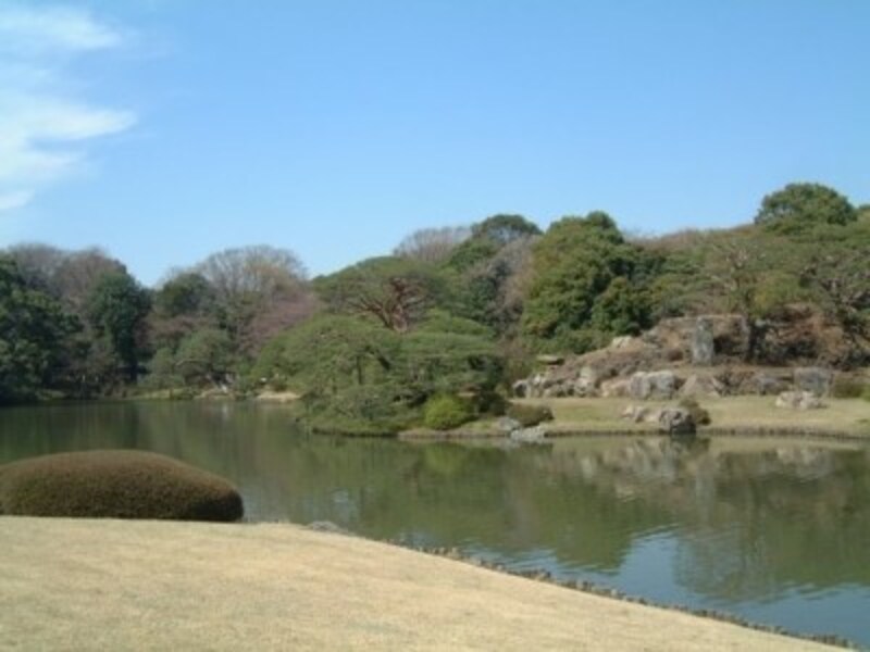池の周囲を巡ると景色の変化が楽しめる六義園