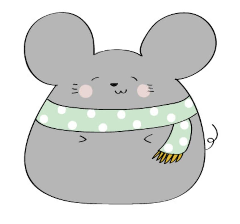 ゆるかわいいねずみの無料イラストで2020年賀状を作成!