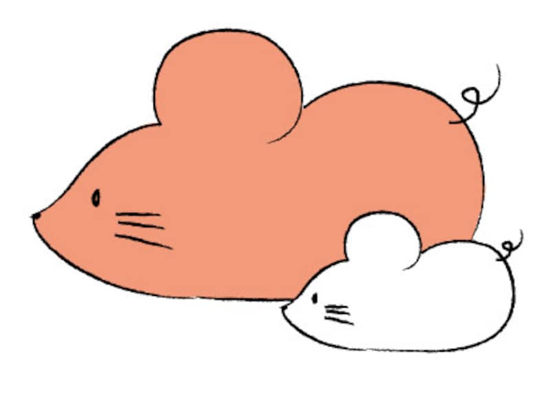横向きのねずみの年賀状用無料イラストです