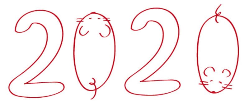 2020年干支・ねずみ風のロゴを使えば年賀状も華やかに
